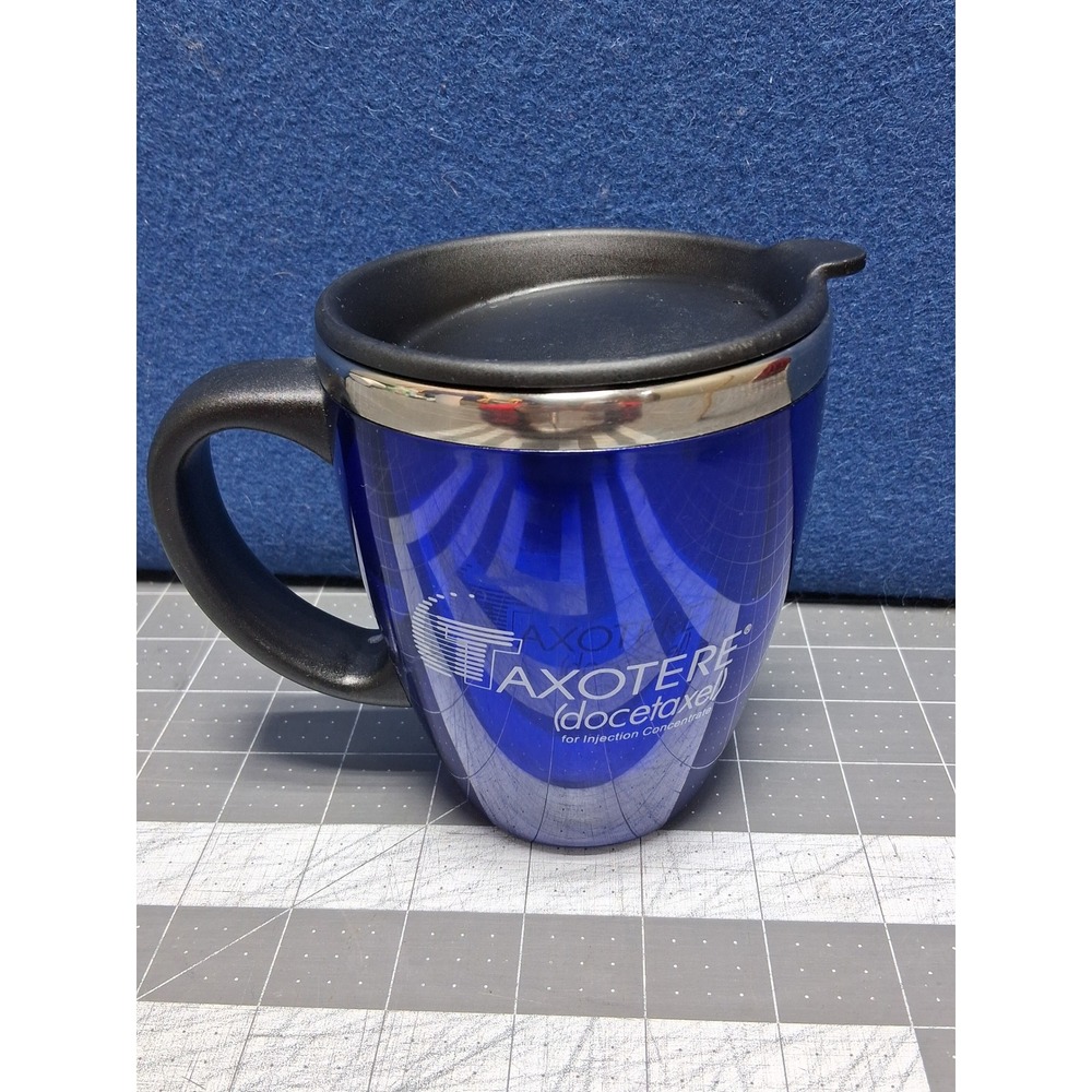 Taxotere Docetaxel‎ Pharmaceutical Travel Mug Blue Stainless Steel Insulated Lid
